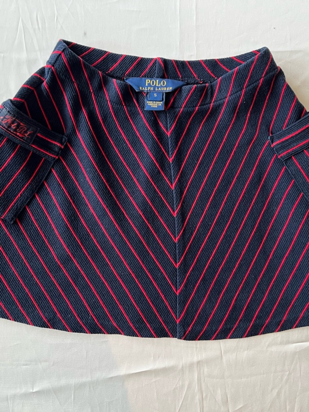 Polo by Ralph Lauren Navy and Pink Striped A-Line Skirt